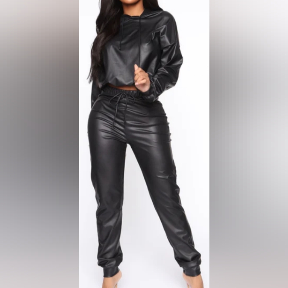 Fashion Nova PU 2piece Set - Black Women's Size Small